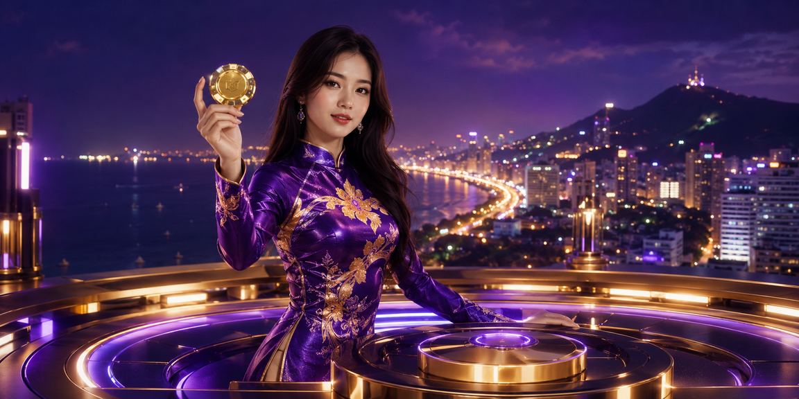 Người phụ nữ mặc áo dài tại Vũng Tàu thực hiện nạp tiền vào tài khoản cá cược trên điện thoại